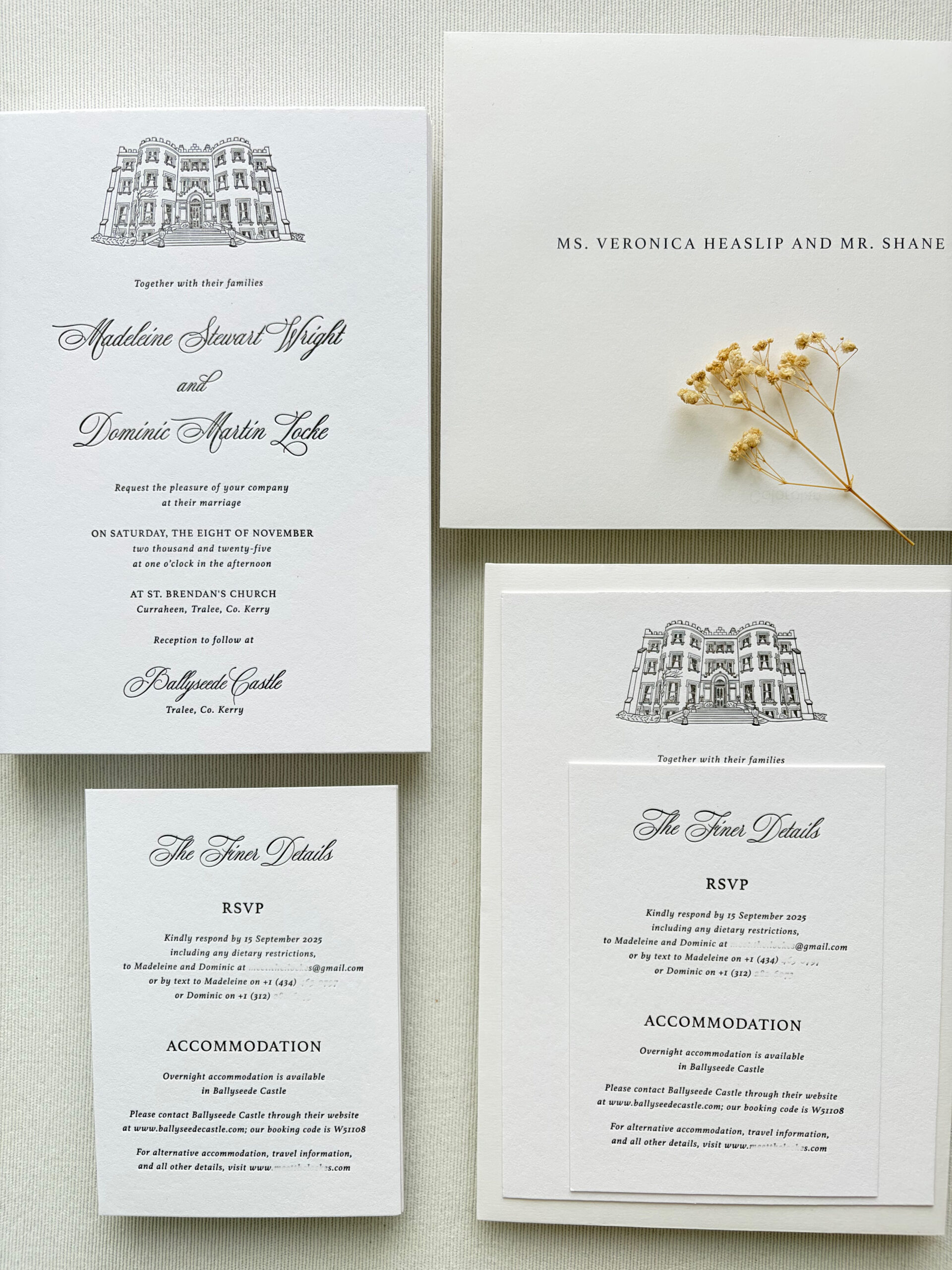 Ballyseede Castle Letterpress Invitation Suite